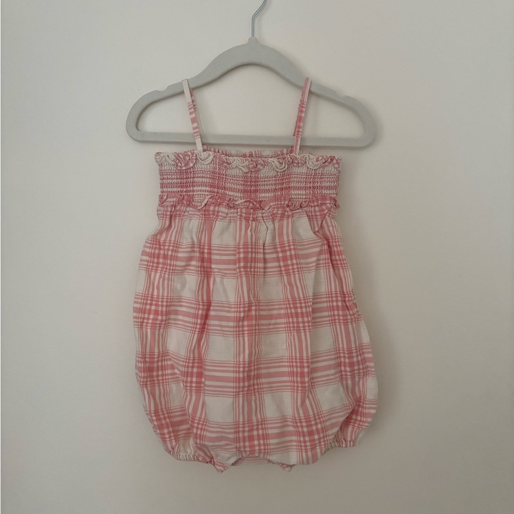 Ralph Lauren Pink and White Plaid Baby Girl One-Piece